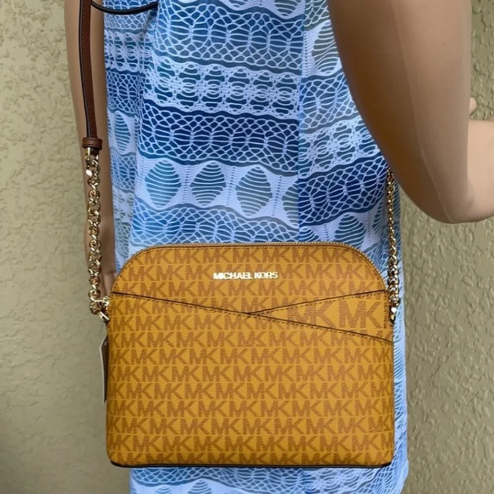 Michael Kors Jet Set Travel Medium Dome Crossbody Bag Marigold Multi - Picture 11 of 15